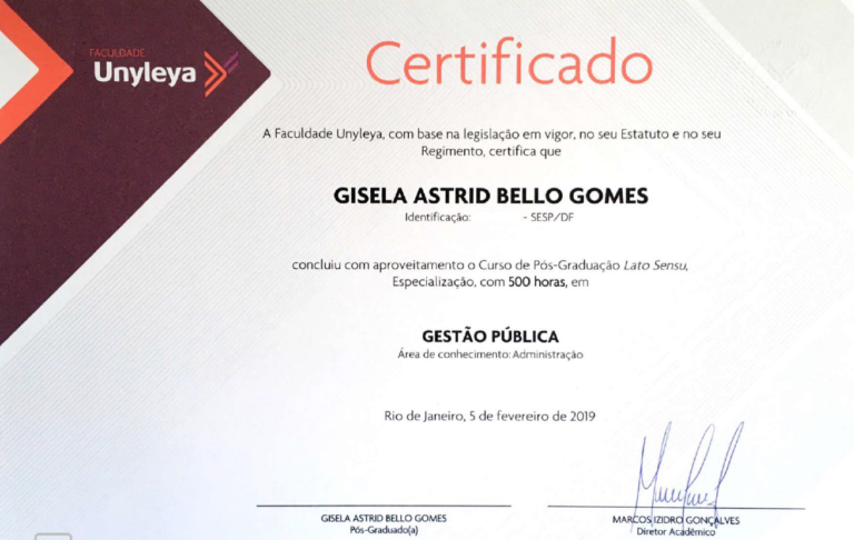 Certificado de Especialização em Gestão Pública