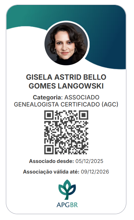 Carteira de Genealogista Associado Certificado da APG-BR